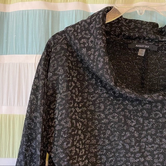 August Silk Leopard Blouse Cowl Neck Sz Med - Picture 4 of 7